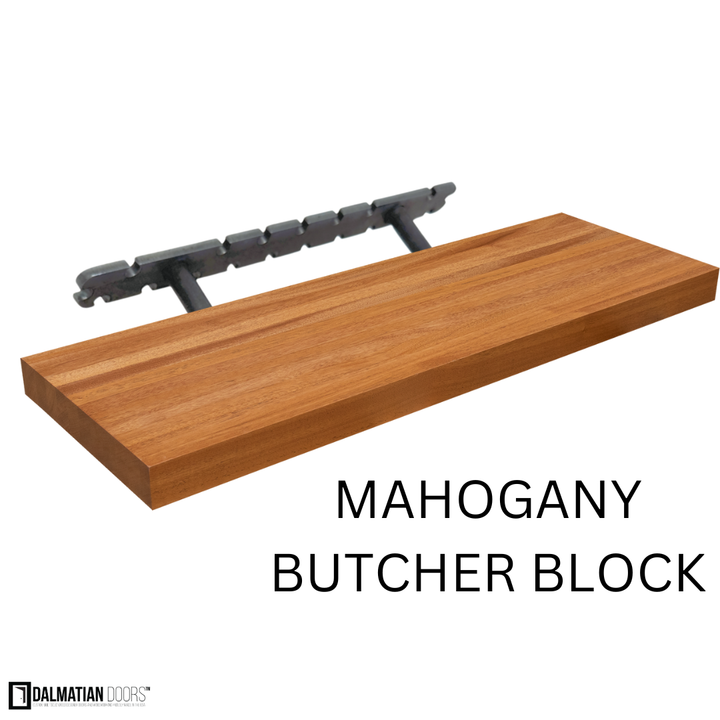 Mahogany Butcher Block Floating Shelf - DALMATIAN DOORS™ and Woodworking