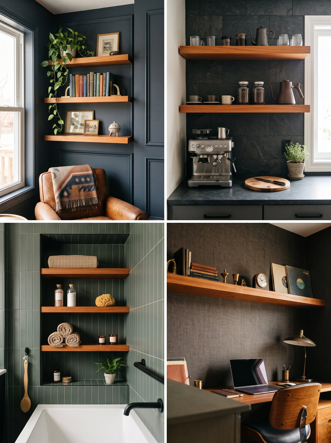 Mahogany Wide Plank Floating Shelf