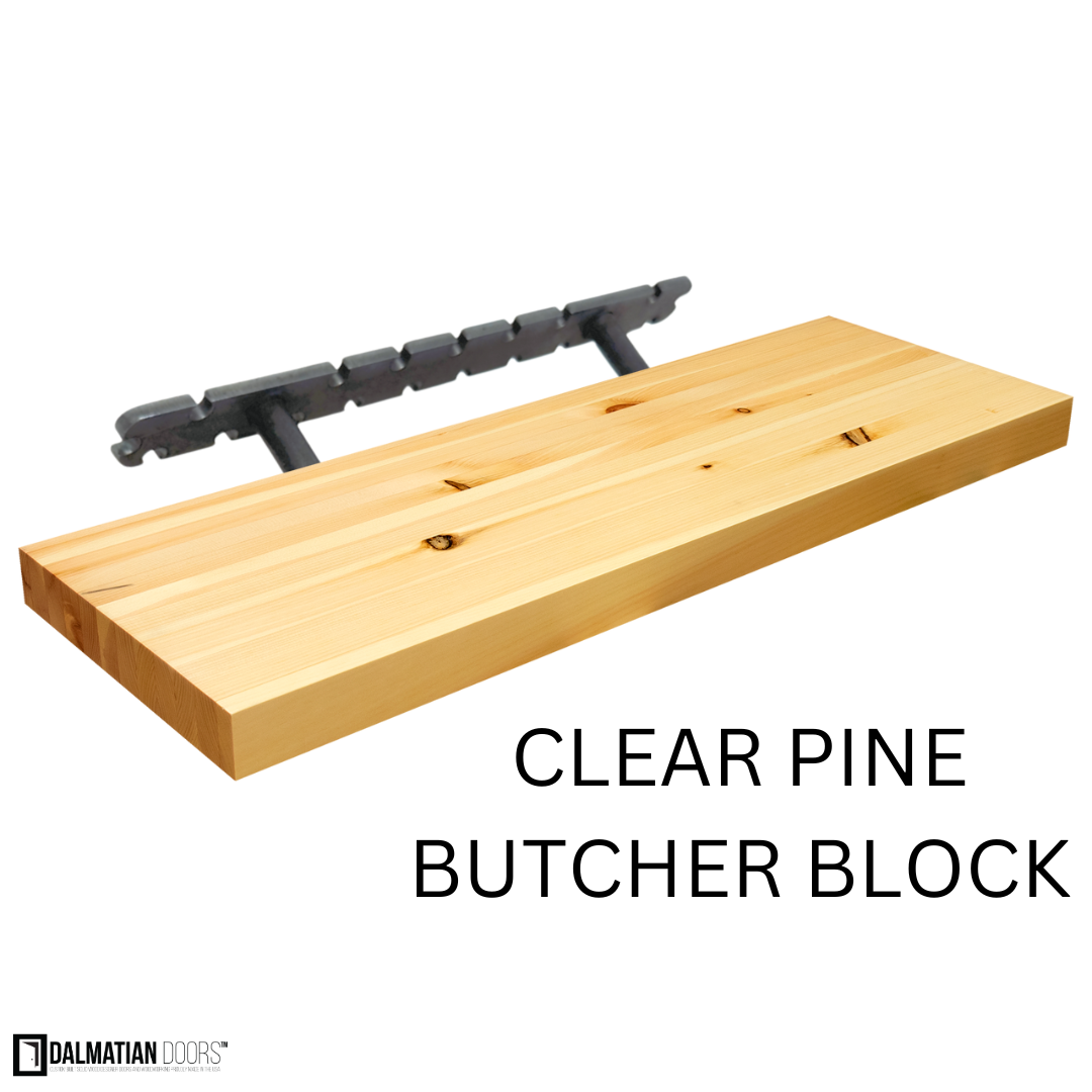 Clear Pine Butcher Block Floating Shelf - DALMATIAN DOORS™ and Woodworking