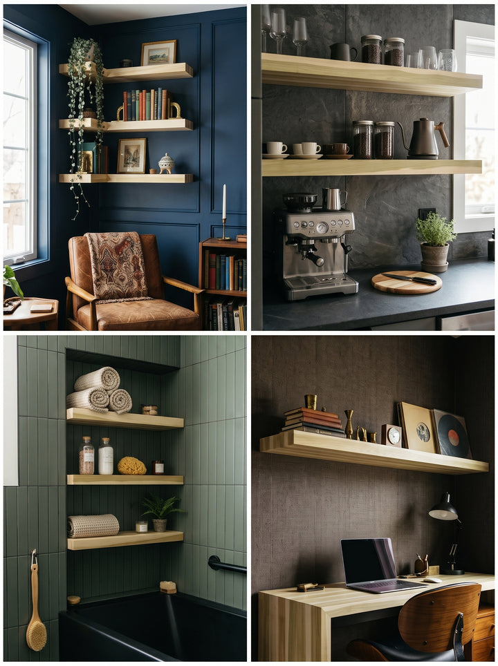 Poplar Butcher Block Floating Shelf