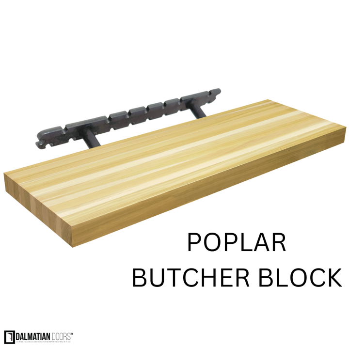 Poplar Butcher Block Floating Shelf - DALMATIAN DOORS™ and Woodworking