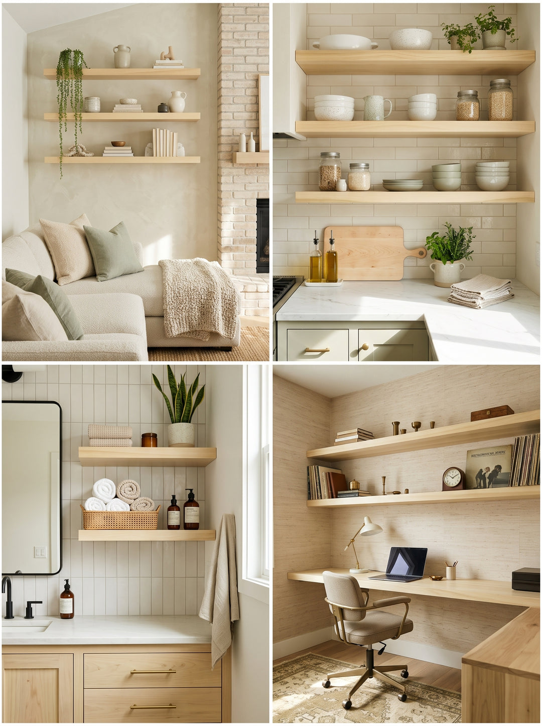Poplar Wide Plank Floating Shelf