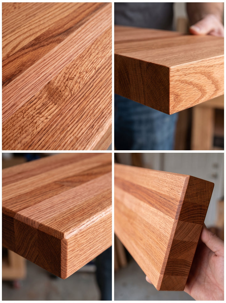 Red Oak Butcher Block Floating Shelf