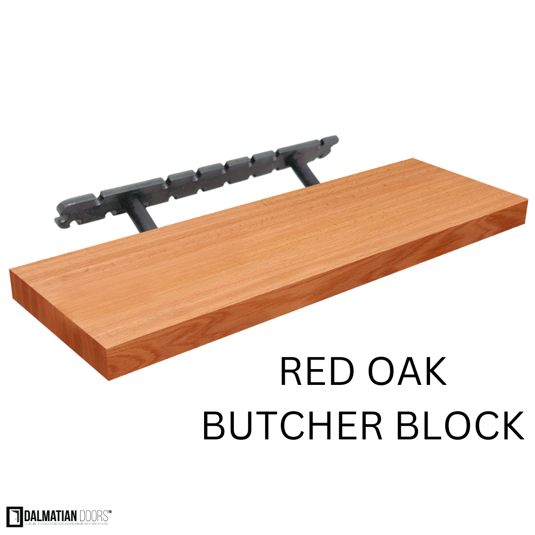 Red Oak Butcher Block Floating Shelf - DALMATIAN DOORS™ and Woodworking