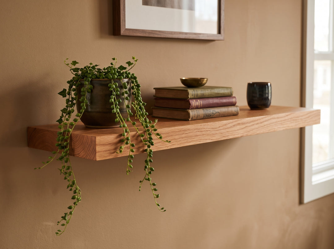Red Oak Wide Plank Floating Shelf