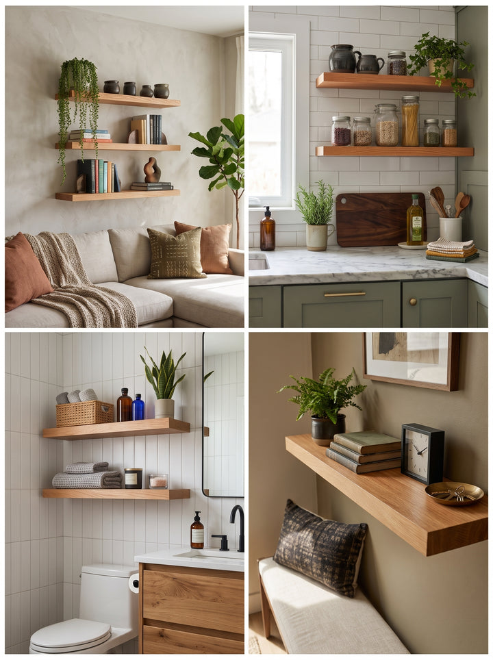 Red Oak Wide Plank Floating Shelf