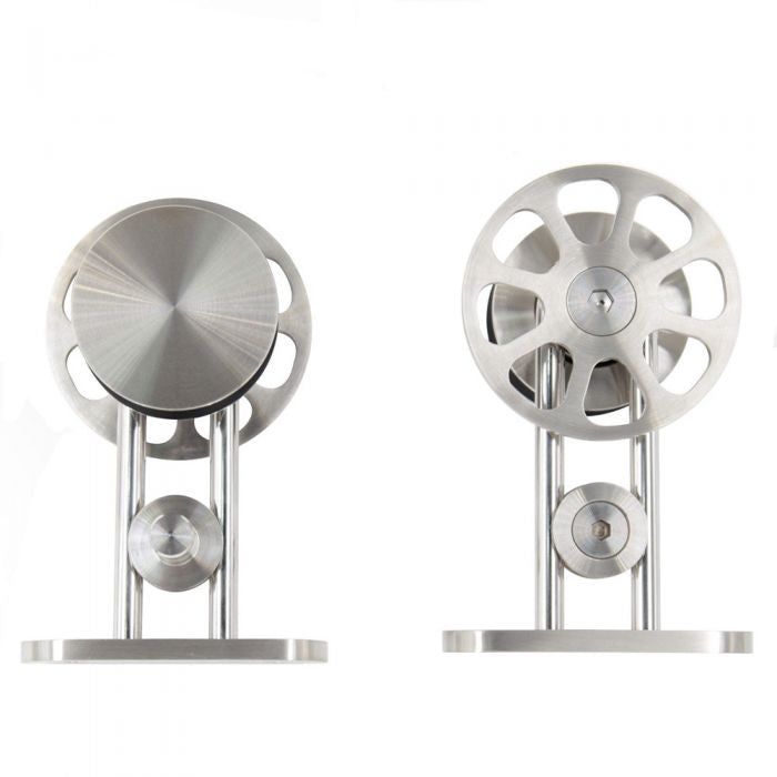 Top Mount Spoke Stainless Barn Door Hardware - DALMATIAN DOORS™ and Woodworking