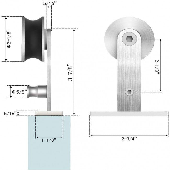 Top Mount Stainless Barn Door Hardware - DALMATIAN DOORS™ and Woodworking