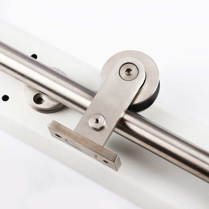 Top Mount Stainless Barn Door Hardware - DALMATIAN DOORS™ and Woodworking