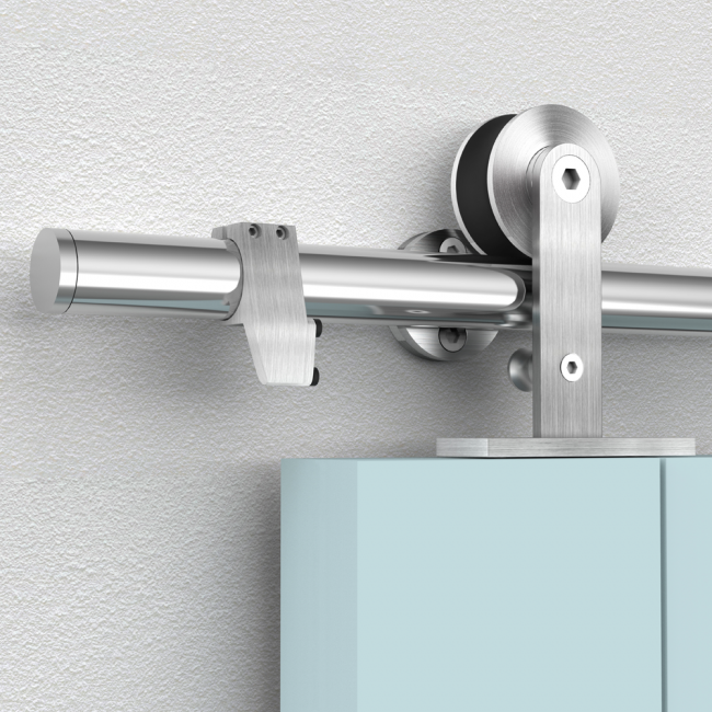 Top Mount Stainless Barn Door Hardware - DALMATIAN DOORS™ and Woodworking