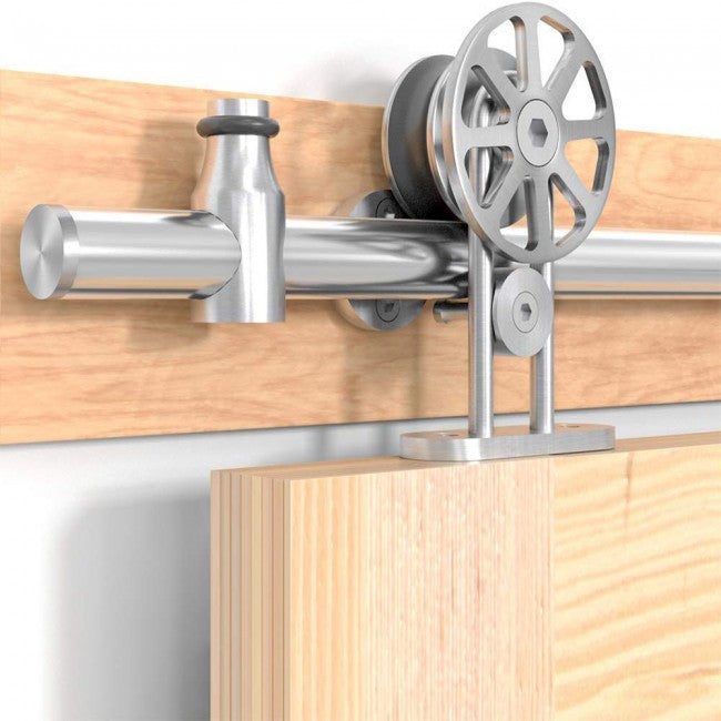 Top Mount Spoke Stainless Barn Door Hardware - DALMATIAN DOORS™ and Woodworking