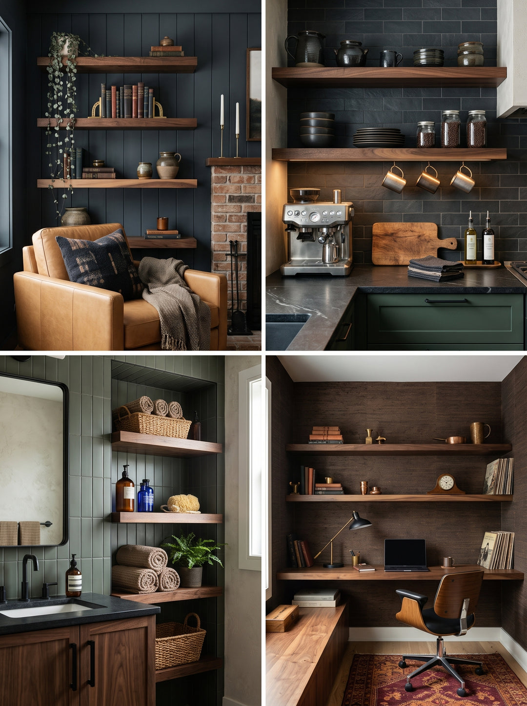 Black Walnut Wide Plank Floating Shelf