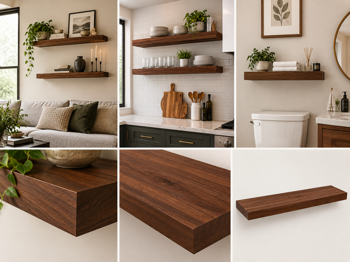 Black Walnut Wide Plank Floating Shelf