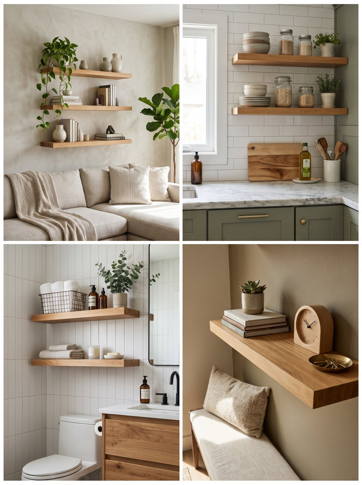 White Oak Butcher Block Floating Shelf