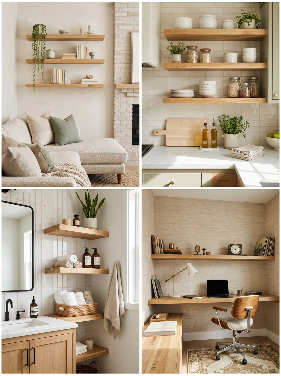White Oak Butcher Block Floating Shelf