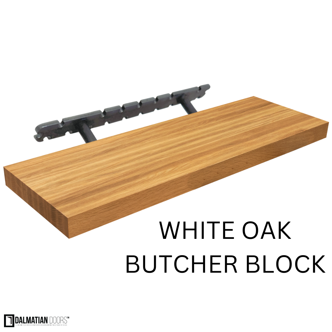 White Oak Butcher Block Floating Shelf - DALMATIAN DOORS™ and Woodworking
