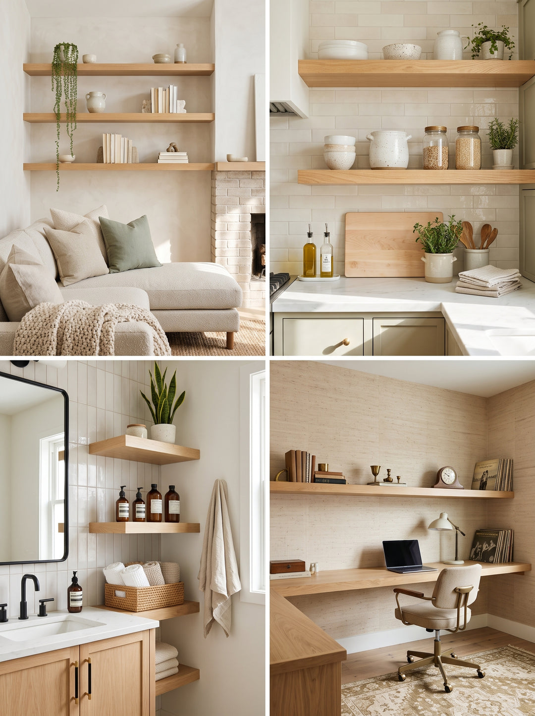 White Oak Wide Plank Floating Shelf