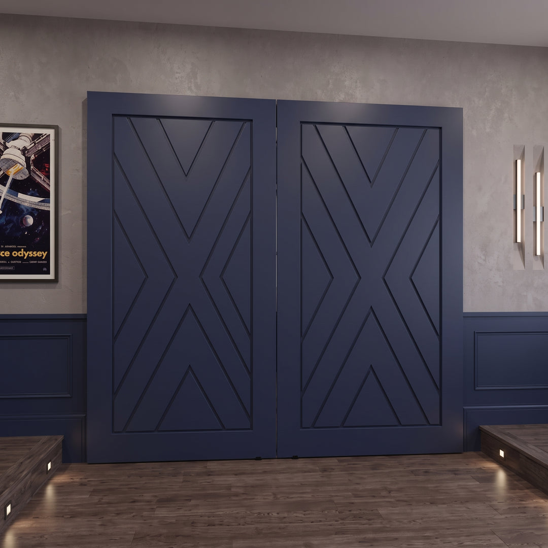 Aries Wood 1 Panel Double Barn Door - DALMATIAN DOORS™ and Woodworking