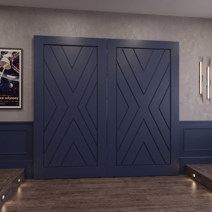 Aries Wood 1 Panel Double Barn Door - DALMATIAN DOORS™ and Woodworking