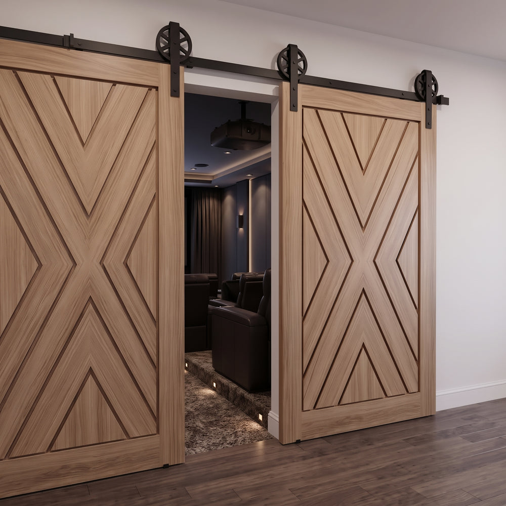 Aries Wood 1 Panel Double Barn Door - DALMATIAN DOORS™ and Woodworking
