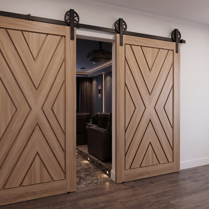 Aries Wood 1 Panel Double Barn Door - DALMATIAN DOORS™ and Woodworking