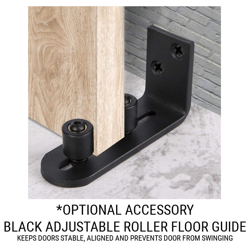 Black Adjustable Roller Floor Guide - DALMATIAN DOORS™ and Woodworking
