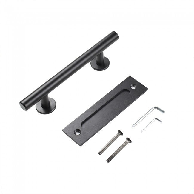 12 inch Round Black Handle with 8 5/8 inch Flush Pull - DALMATIAN DOORS™ and Woodworking