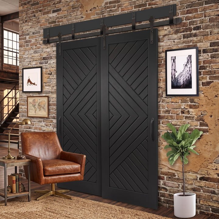 Chevron Arrow Wood 1 Panel Bypass Barn Door - DALMATIAN DOORS™ and Woodworking