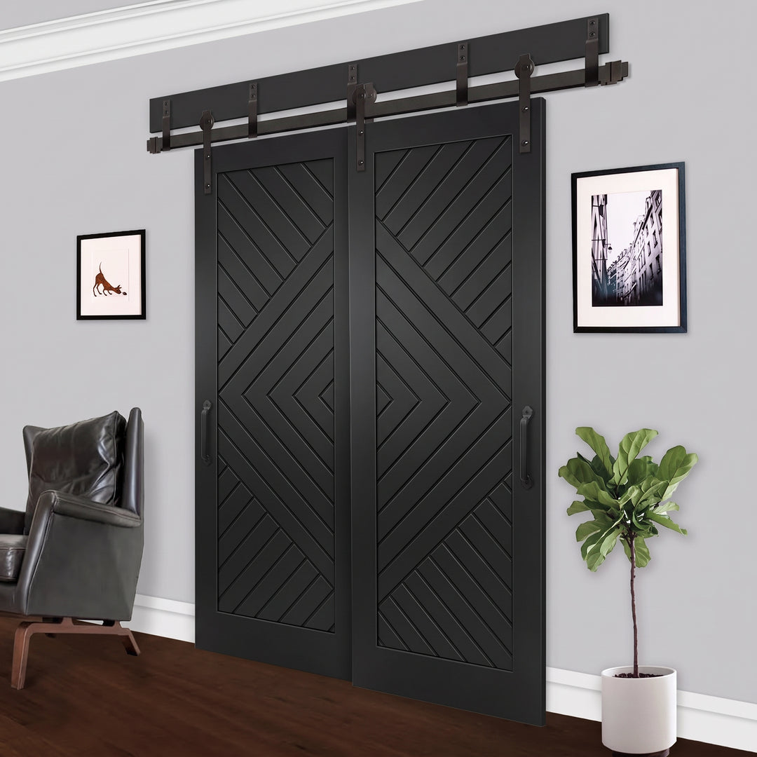 Chevron Arrow Wood 1 Panel Bypass Barn Door - DALMATIAN DOORS™ and Woodworking