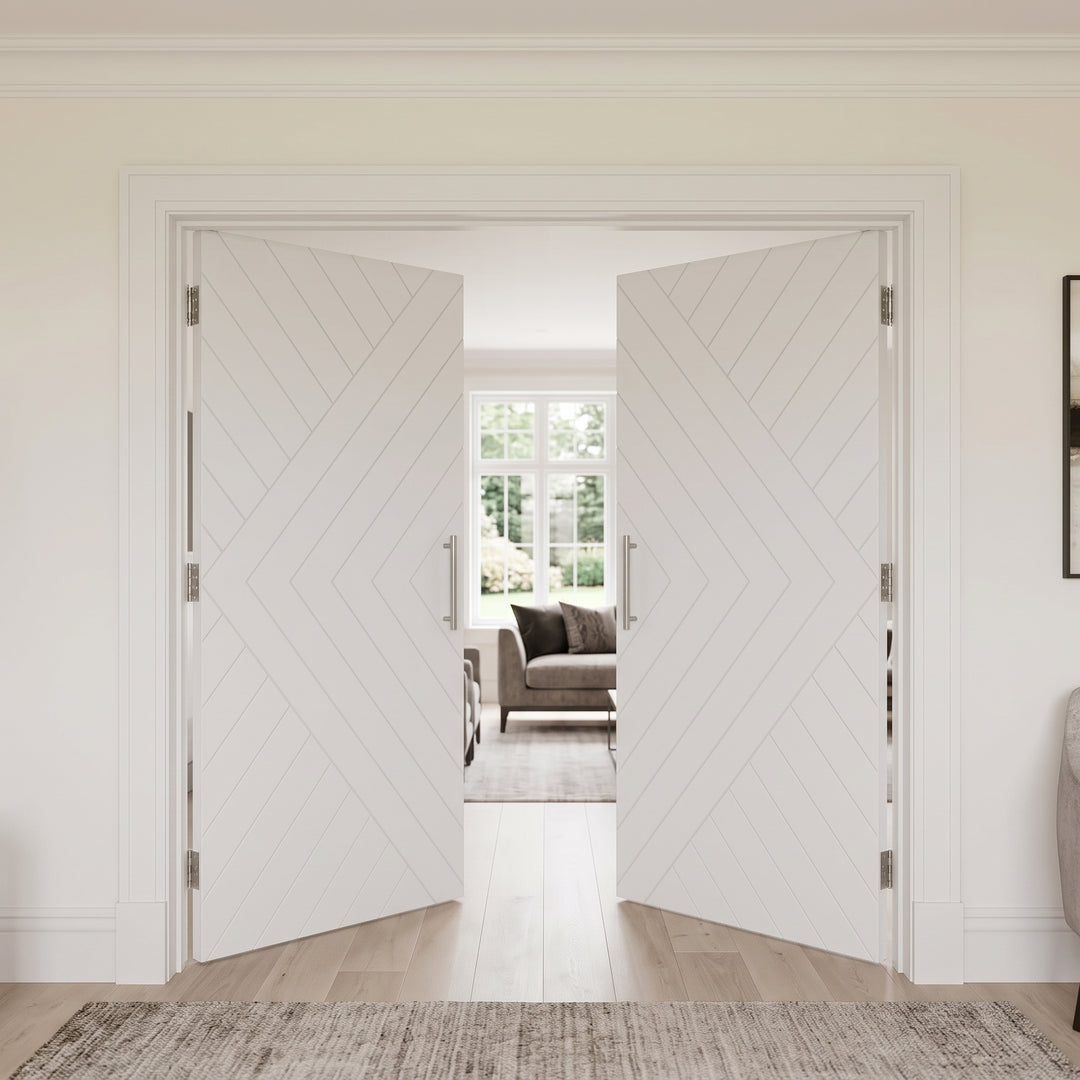Chevron Arrow French Double Door - DALMATIAN DOORS™ and Woodworking