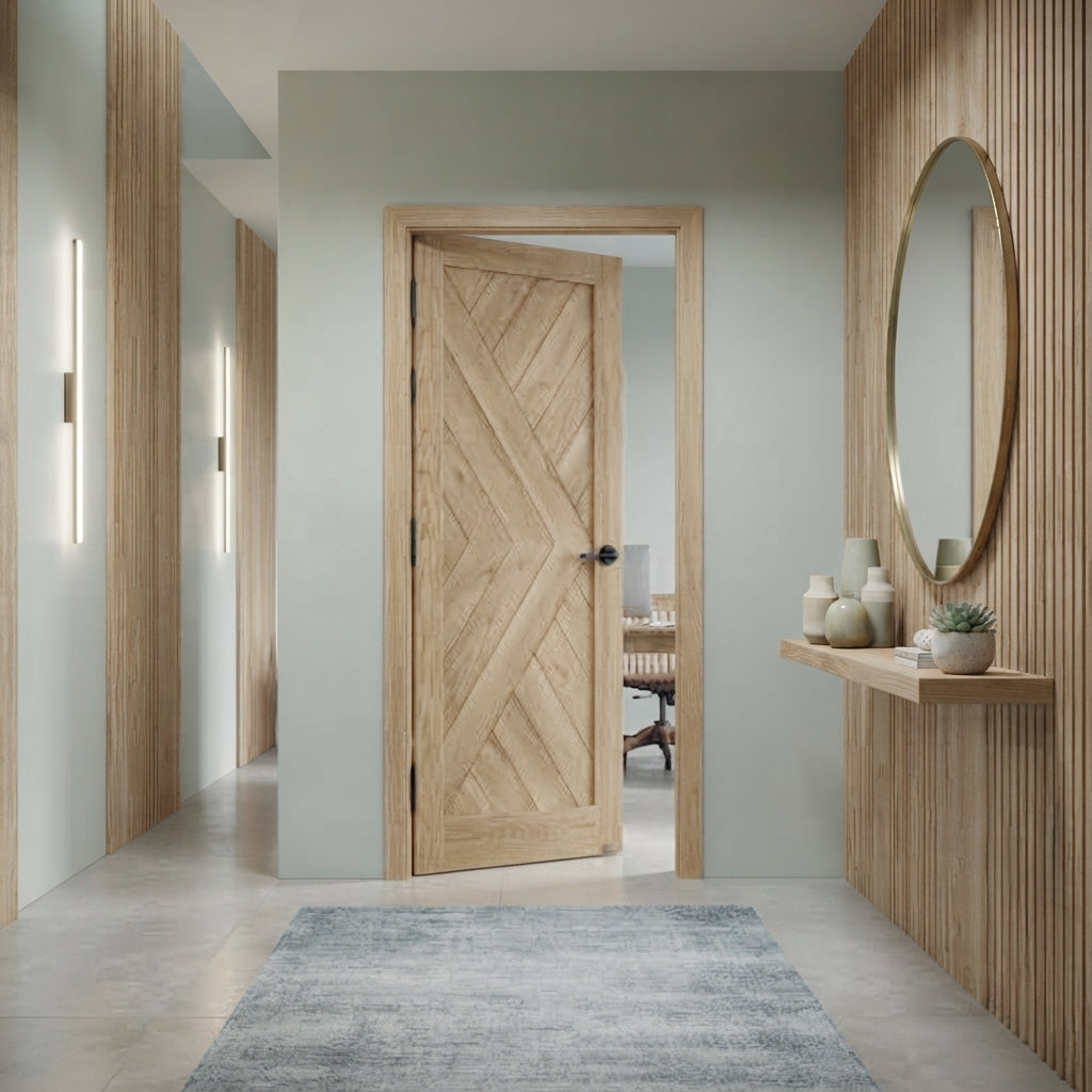 Chevron Arrow Wood 1 Panel Interior Door - DALMATIAN DOORS™ and Woodworking