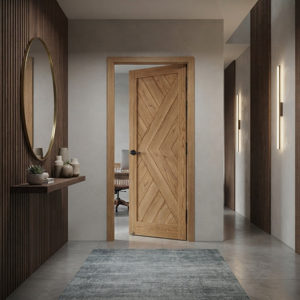 Chevron Arrow Wood 1 Panel Interior Door - DALMATIAN DOORS™ and Woodworking