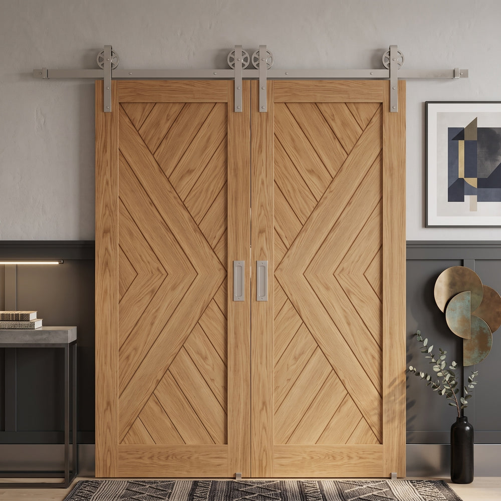 Chevron Arrow Wood 1 Panel Double Barn Door - DALMATIAN DOORS™ and Woodworking