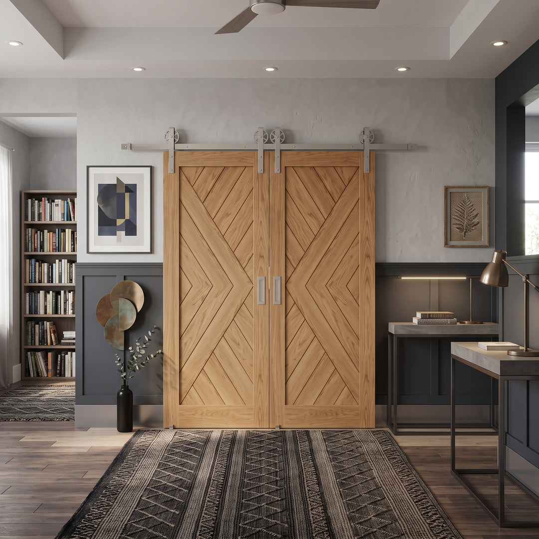 Chevron Arrow Wood 1 Panel Double Barn Door - DALMATIAN DOORS™ and Woodworking