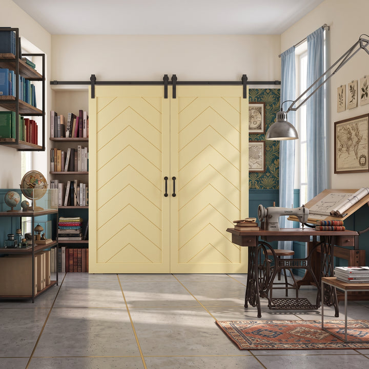 Chevron Wood One Panel Double Barn Door - DALMATIAN DOORS™ and Woodworking