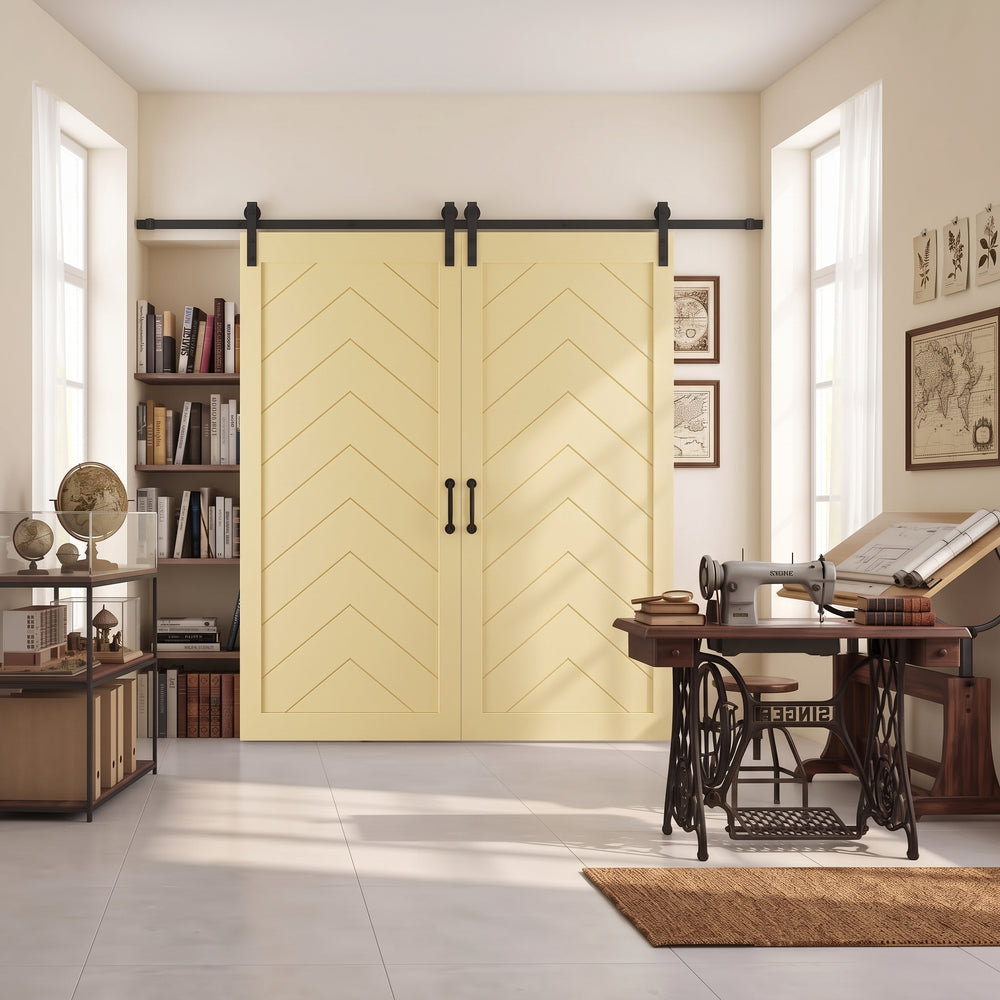 Chevron Wood One Panel Double Barn Door - DALMATIAN DOORS™ and Woodworking
