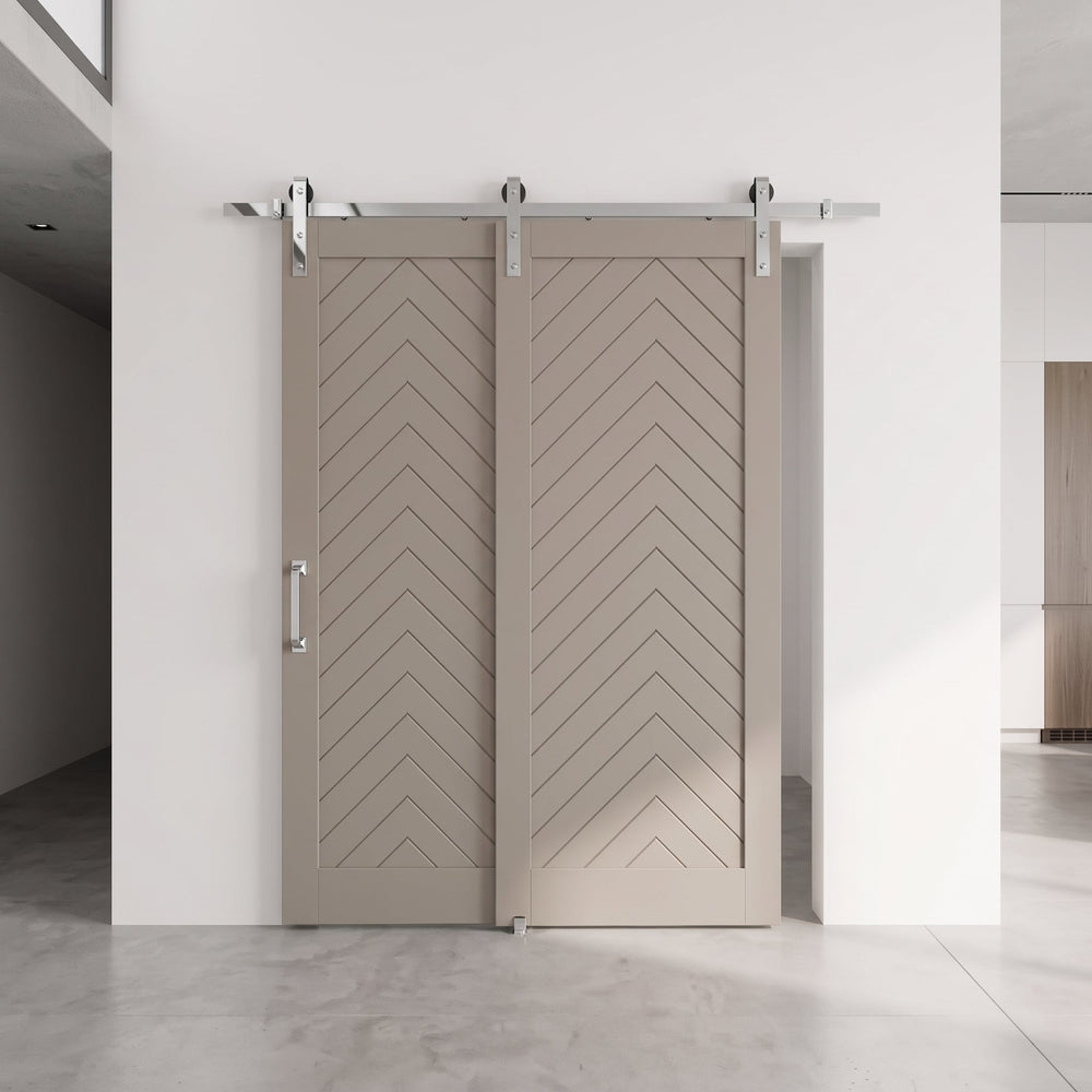 Chevron Wood 1 Panel Bypass Barn Door - DALMATIAN DOORS™ and Woodworking