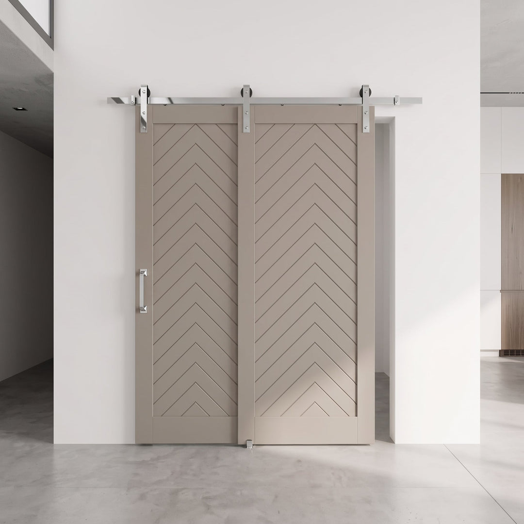 Chevron Wood 1 Panel Bypass Barn Door - DALMATIAN DOORS™ and Woodworking