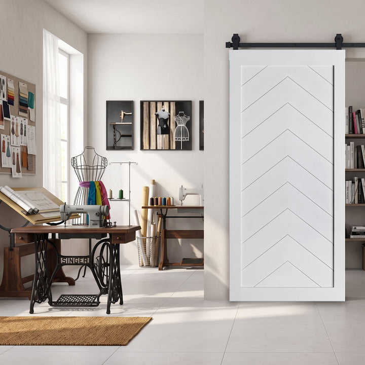 Chevron Wood 1 Panel Barn Door - DALMATIAN DOORS™ and Woodworking