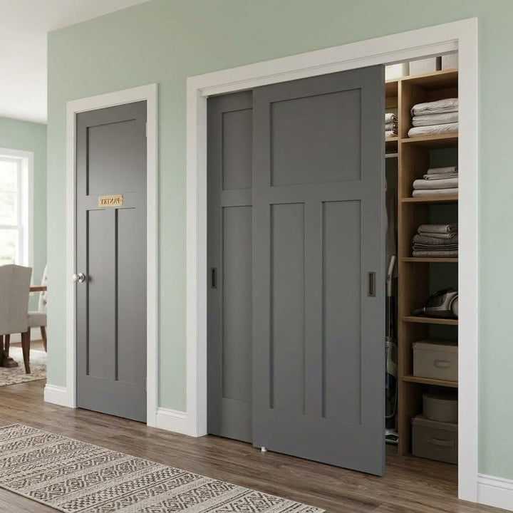 Wood 3 Panel Craftsman Bypass Door - DALMATIAN DOORS™ and Woodworking