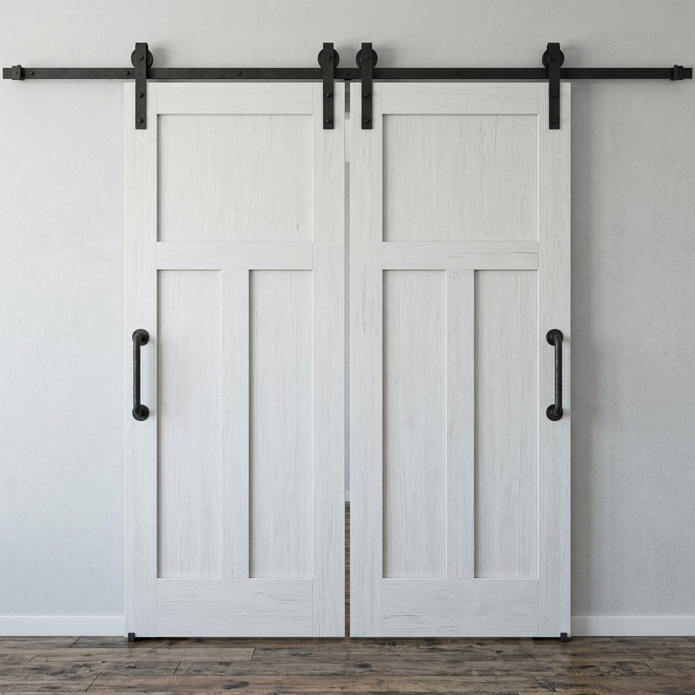 Wood 3 Panel Craftsman Double Barn Door - DALMATIAN DOORS™ and Woodworking