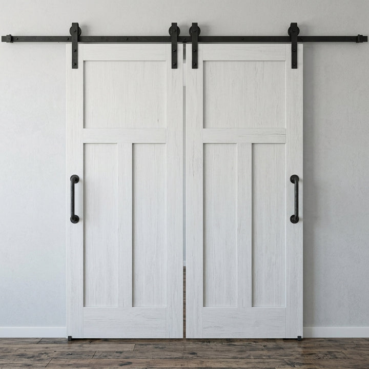 Wood 3 Panel Craftsman Double Barn Door - DALMATIAN DOORS™ and Woodworking