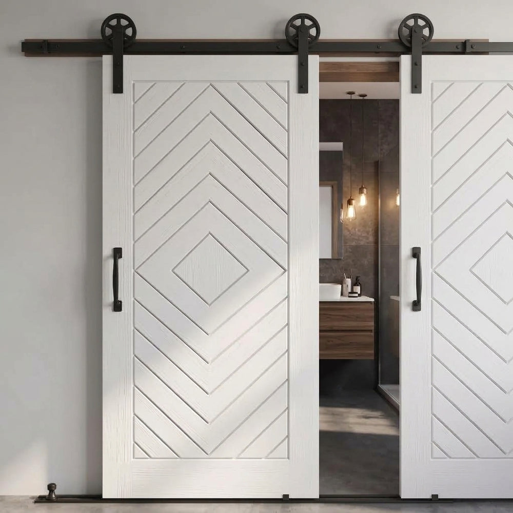 Diamond Wood 1 Panel Double Barn Door - DALMATIAN DOORS™ and Woodworking