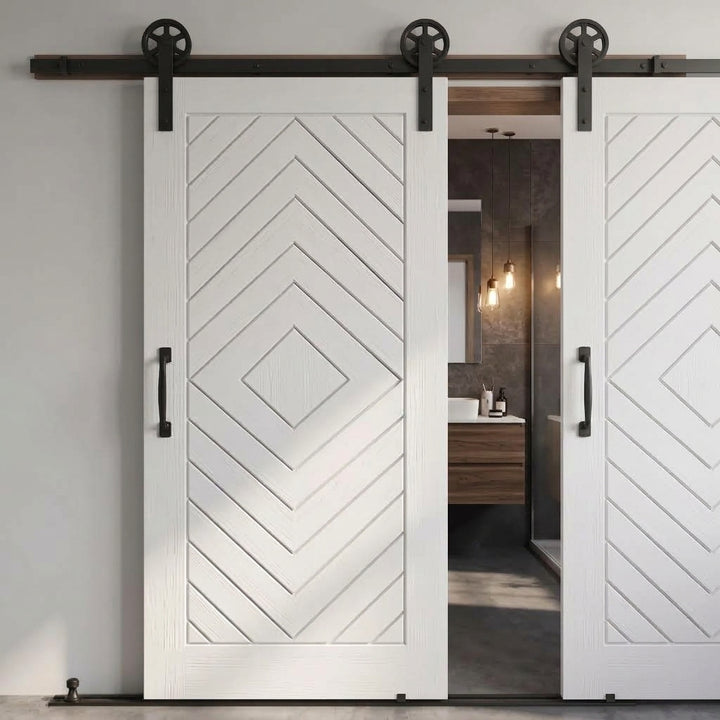 Diamond Wood 1 Panel Double Barn Door - DALMATIAN DOORS™ and Woodworking