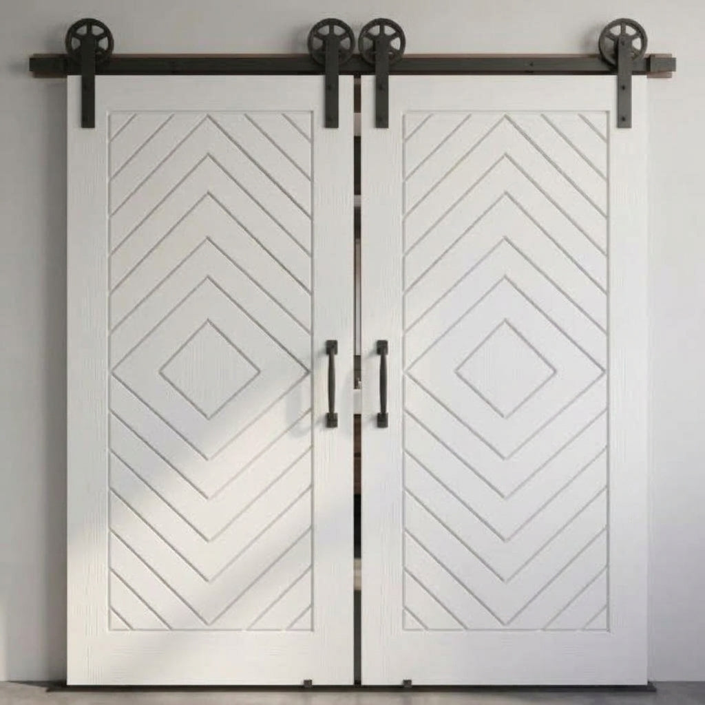 Diamond Wood 1 Panel Double Barn Door - DALMATIAN DOORS™ and Woodworking