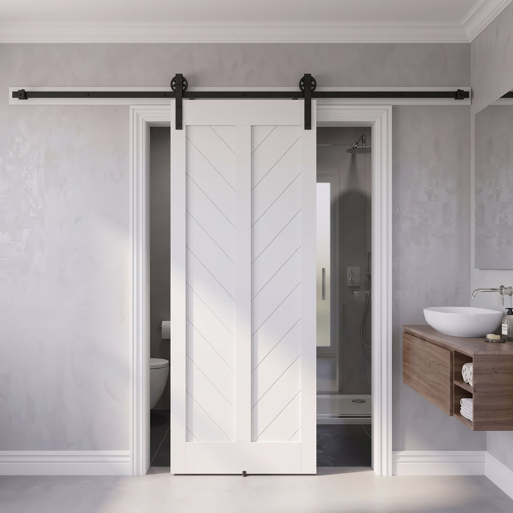 Down Arrow Wood 2 Panel Barn Door - DALMATIAN DOORS™ and Woodworking
