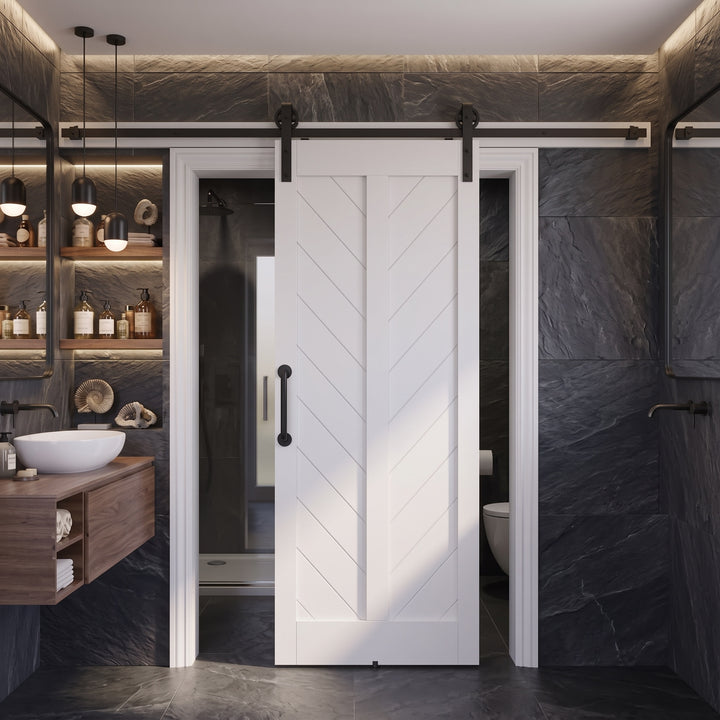 Down Arrow Wood 2 Panel Barn Door - DALMATIAN DOORS™ and Woodworking
