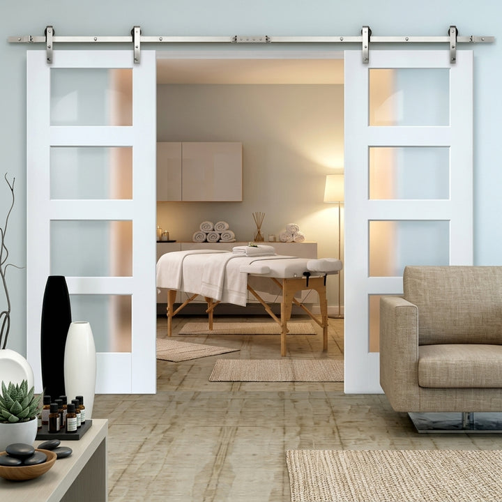 Glass 4 Panel Double Barn Door - DALMATIAN DOORS™ and Woodworking