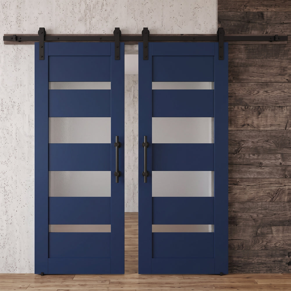 Glass 4 Lite Palermo Double Barn Door - DALMATIAN DOORS™ and Woodworking