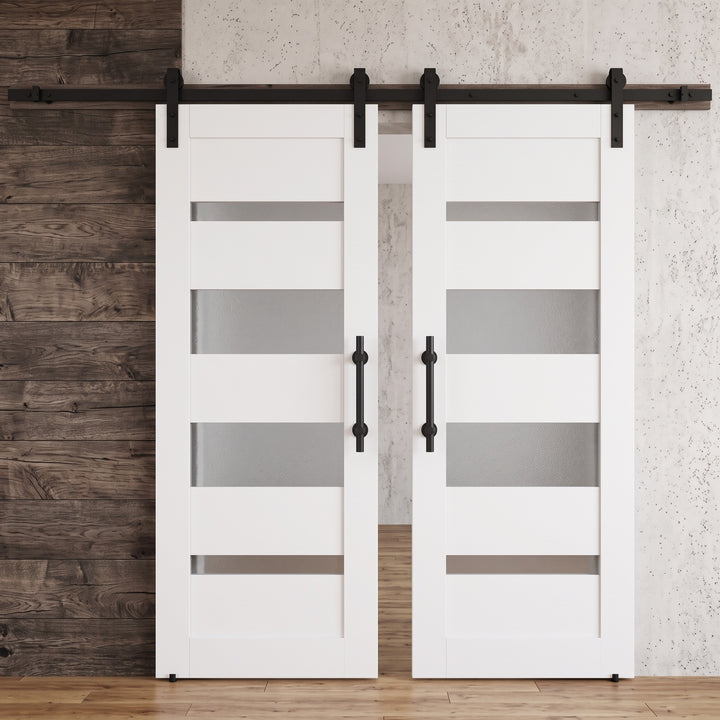 Glass 4 Lite Palermo Double Barn Door - DALMATIAN DOORS™ and Woodworking